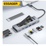 Essager-airies 8 in 1 USB with Disk Storage Function, Type C to SATA SSD HDD, Laptop Enclosure, S6 Station for Macbook Pro Air Dallas M2