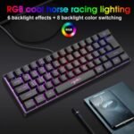 HYSJ 60% Wired Mechanical Keyboard 61 Keys Gaming Keyboard RGB Backlit Ultra Compact Ergonomic Keyboard