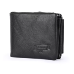 CONTACT'S Genuine Crazy Horse Leather Men Wallets Vintage Trifold Wallet Zip Coin Pocket Purse Cowhide Leather Wallet For Mens