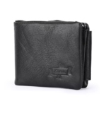 CONTACT'S Genuine Crazy Horse Leather Men Wallets Vintage Trifold Wallet Zip Coin Pocket Purse Cowhide Leather Wallet For Mens