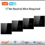 Tuya WiFi Smart Switch Works With Alexa With/Without Neutral Wire Touch Light Switch Wireless RF433 Wall Remote Voice Control
