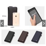 BISON DENIM Brand Genuine Leather Wallet RFID Blocking Clutch Bag Wallet Card Holder Coin Purse Zipper Male Long Wallets N8195