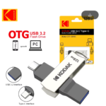 Kodak 2in1 Metal USB Flash Drives 256GB USB3.2 Pendrive Type-C USB 3.2 High Speed Dual Memory stick 256GB