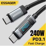Essager 240W C TO C  Cable 100W PD 3.1 Fast Charging For Macbook Pro, Samsung ,Laptop