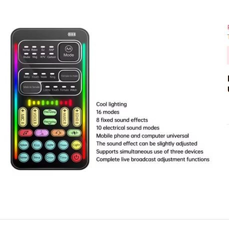 I9 Voice Changer Full Kit Multiple Audio Effect Bluetooth Live Sound Cards Ultra-Thin Portable Live Sound Card Mic Tool Durable