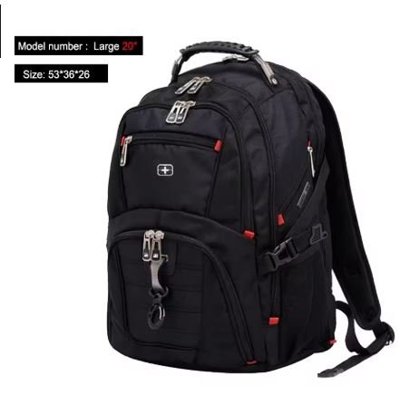 Swiss  Backpack Large Capacity Leisure Travel Bag 20 "23" Laptop Bag Wear-resistant Waterproof Men's Business Bag
