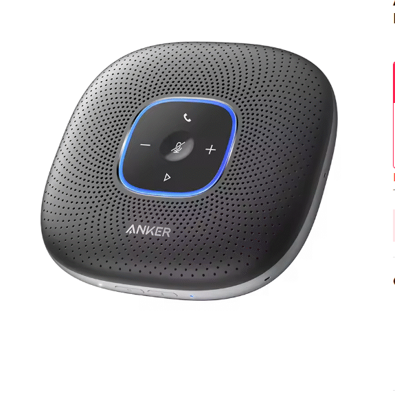 Anker PowerConf Bluetooth Speakerphone conference speaker with 6 Microphones, Enhanced Voice Pickup, 24H Call Time
