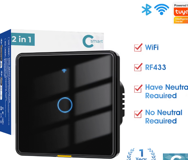 SMATRUL 1gang Timing Voice App Alexa, Google Home Tuya Smart Home No Neutral Wire