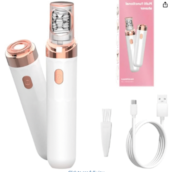 PluxyPro Epil 3.0 Women's 2-in-1 Facial Epilator & Body Shaver | Painless Hair Remover for Eyebrows, Lip, Chin, Legs, Bikini, Underarms (White)