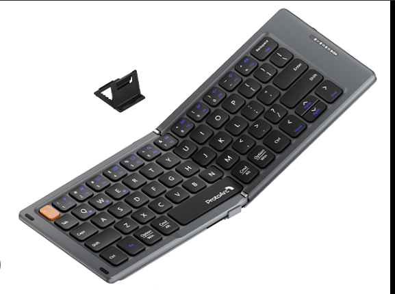 ProtoArc Foldable Compact Keyboard, XK04 Portable Bluetooth Keyboard with PU Leather Cover, Pocket-Sized