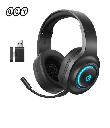 QCY Heroad V200 Gaming Over Ear Headphone Wireless Bluetooth 6.0 with Mic 50mm Driver 7.1 Surround Sound Dynamic EQ RGB Headset
