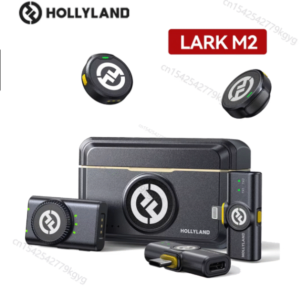 Hollyland Lark M2 Wireless Lavalier Microphone for iPhone Camera 300m Range Noise Cancellation 30H Battery for Photography Vlog