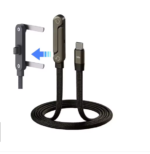 2-in-1 USB-C Type-C Cable with Foldable Smartphone Holder, 240W Fast Charging, Multifunctional Data Cable with Phone Charging Stand, PD Cable - Image 2