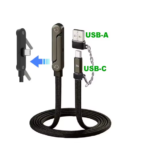 2-in-1 USB-C Type-C Cable with Foldable Smartphone Holder, 240W Fast Charging, Multifunctional Data Cable with Phone Charging Stand, PD Cable