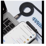 2-in-1 USB-C Type-C Cable with Foldable Smartphone Holder, 240W Fast Charging, Multifunctional Data Cable with Phone Charging Stand, PD Cable - Image 4