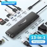 Lemorele TC96 13-in-1 USB C Hub 2HDMI VGA Docking Station 100W PD10Gbps USB C SD/TF Plug Play for MacBook/Laptop