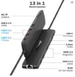 Lemorele TC96 13-in-1 USB C Hub 2HDMI VGA Docking Station 100W PD10Gbps USB C SD/TF Plug Play for MacBook/Laptop - Image 6