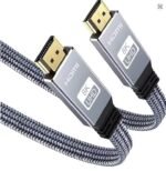 8K HDMI Flat Cable 48Gbps High Speed 8K60 4K120 144Hz Braided HDMI 2.1 Cord 3D eARC HDCP 2.2&2.3 Compatible with Roku TV/PS5