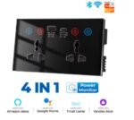 Double Smart Wi-Fi Tuya Wall Socket Power Monitor Tuya Smart Life Voice Control Alexa Power Monitor US EU UK Plug USB Type-C Socket 10A WiFi Wall Socket