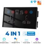 Double Smart Wi-Fi Tuya Wall Socket Power Monitor Tuya Smart Life Voice Control Alexa Power Monitor US EU UK Plug USB Type-C Socket 10A WiFi Wall Socket