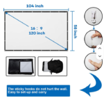 150 inches Universal Fabric  Portable 16:9 Projector Screen, Indoor Canvas Screen for Home / Outdoor Traveling Projection Screens - Image 6