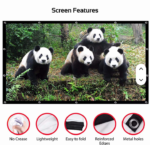 150 inches Universal Fabric  Portable 16:9 Projector Screen, Indoor Canvas Screen for Home / Outdoor Traveling Projection Screens - Image 3