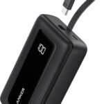 Anker Zolo Model A1689 Power Bank 20,000mAh 30W High-Speed Portable Charger with Built-in USB-C Cable, Battery Pack