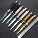 Italian Wooden Handle Knife Folding Outdoor Tactical Long Knives - Image 4