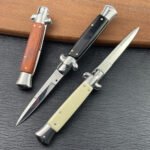 Italian Wooden Handle Knife Folding Outdoor Tactical Long Knives - Image 3