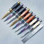 Italian Wooden Handle Knife Folding Outdoor Tactical Long Knives - Image 6