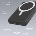 Podoru Wireless Power Bank, 10,000 mAh Foldable Magnetic Power Bank PD 22.5 W Fast Charging with LED Display, Compatible with MagSafe