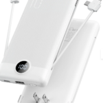 VRURC Portable Charger Built-in Cables and AC Wall Plug, USB C Power Bank 10000mAh