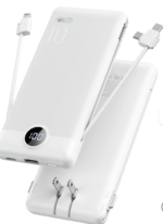 VRURC Portable Charger Built-in Cables and AC Wall Plug, USB C Power Bank 10000mAh