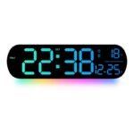 6651R RGB Ambient Light Large LED Wall Clock with Remote Control DST Dual Alarm Timer for Living Room Home Decor - Image 3