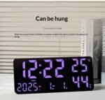 GH0750 Color Changing LED Wall Clock Large Display Temp Humidity Dual Alarm Wall Table - Image 4