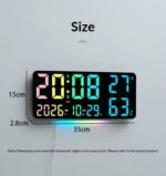 GH0750 Color Changing LED Wall Clock Large Display Temp Humidity Dual Alarm Wall Table - Image 2
