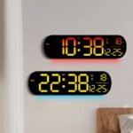 6651R RGB Ambient Light Large LED Wall Clock with Remote Control DST Dual Alarm Timer for Living Room Home Decor - Image 4