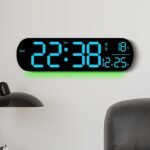 6651R RGB Ambient Light Large LED Wall Clock with Remote Control DST Dual Alarm Timer for Living Room Home Decor - Image 5