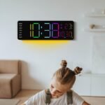 Huayang 6678R RGB Ambient Light Wall Clock Digital Display with Remote Control Temperature Date Multifunction Modern Wall Decor - Image 6