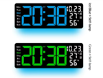 6669 17.3 Inch Large LED Wall Clock Temperature Humidity Monitor with Ambient Light Multi Function Digital Clock - Image 2