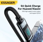 ESSAGER ES-X47 2m  Braided Led Display QC PD 100W 5A C to C Cable Mobile Phone Fast Charger Usb Type C Data Cables - Image 2