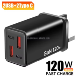 UK Plug 120W 4 Ports USB Type C Fast Charging Wall Adapter 120W GaN USB-C Travel Charger Quick Charge Mobile Phone Adapter - Image 4
