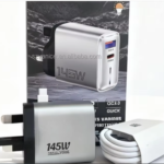 UK Plug 145W Cell Phone Fast Charging Type-c PD USB Type c Charger With Usb c Cable 145W Quick Charge Usb-c Power Adapter