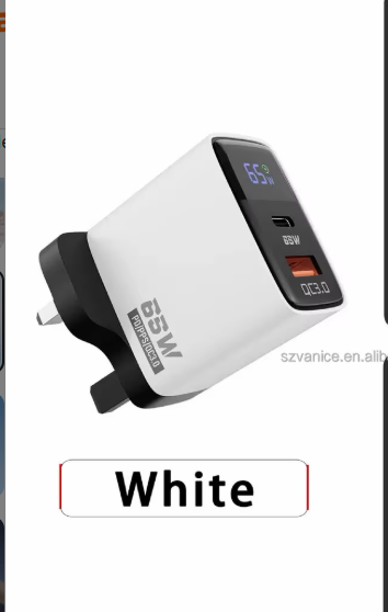 65wpd 65W 3 Ports Type-c Fast Charger With Led Display USB Type C PD Wall Charger USB-C Quick Charging 3.0 Mobile Phone Travel Adapter - Image 1
