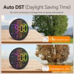 10-Inch Screen Large Digital Wall Clock with Timer Dimmer LED Display 8 Vibrant Colors Round Design Thermometer Alarm - Image 2
