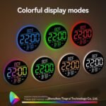 10-Inch Screen Large Digital Wall Clock with Timer Dimmer LED Display 8 Vibrant Colors Round Design Thermometer Alarm - Image 4