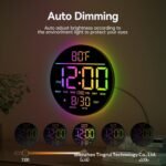 10-Inch Screen Large Digital Wall Clock with Timer Dimmer LED Display 8 Vibrant Colors Round Design Thermometer Alarm - Image 6