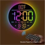 10-Inch Screen Large Digital Wall Clock with Timer Dimmer LED Display 8 Vibrant Colors Round Design Thermometer Alarm - Image 7