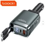 PD 105W Car Charger USB+Type c Port  with Two Retractable Type c Cable and Real Power Display