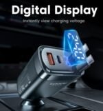 PD 105W Car Charger USB+Type c Port  with Two Retractable Type c Cable and Real Power Display - Image 4